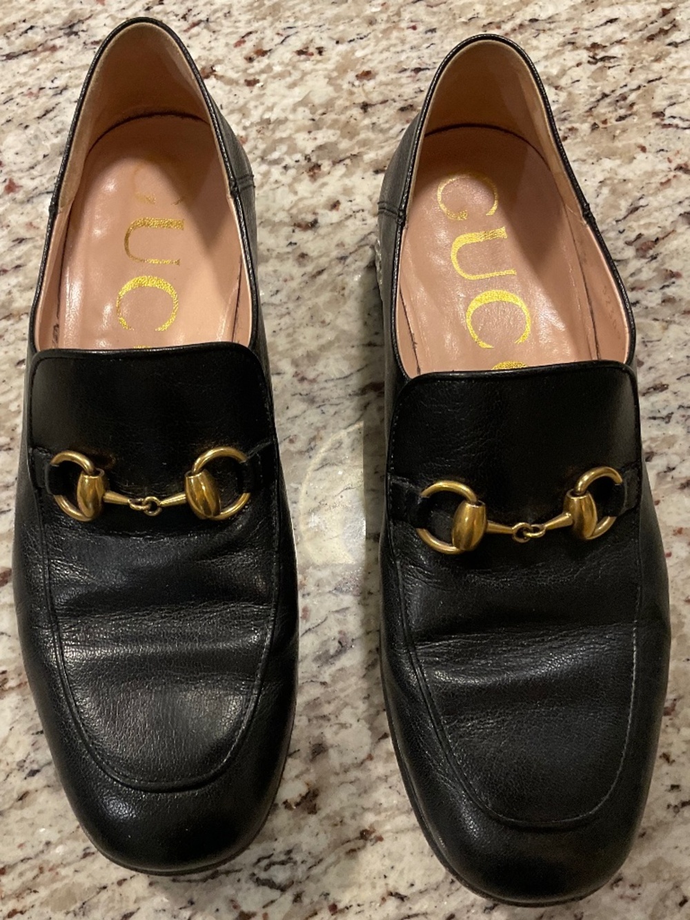 Gucci Brixton Horsebit Loafer with Crystal Embellished Heel — Black Leather — Si - Picture 2 of 9